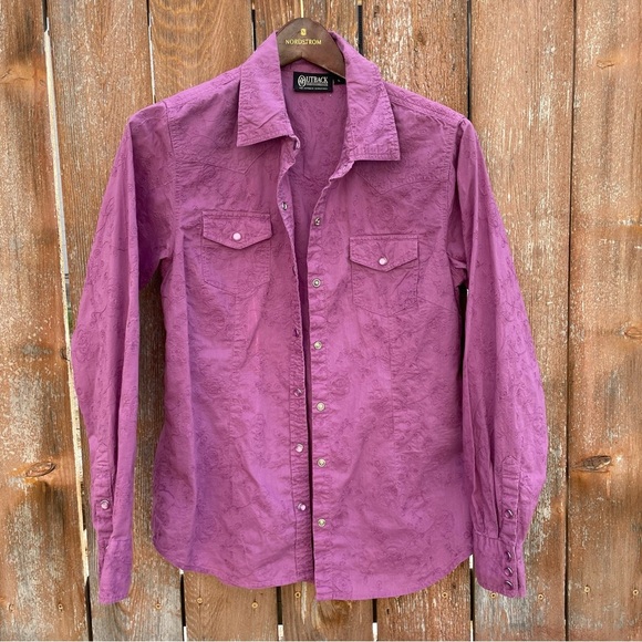 OUTBACK TRADING Women’s Purple Wistful Long Sleeve Pearl Snap Button Shirt Large - Picture 1 of 11